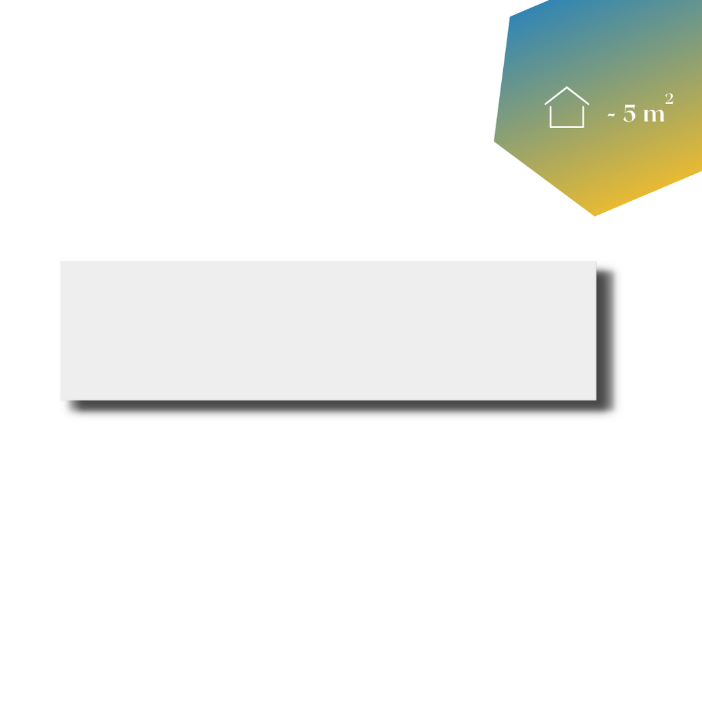 White IR panel with an indication of how many square meters it heats