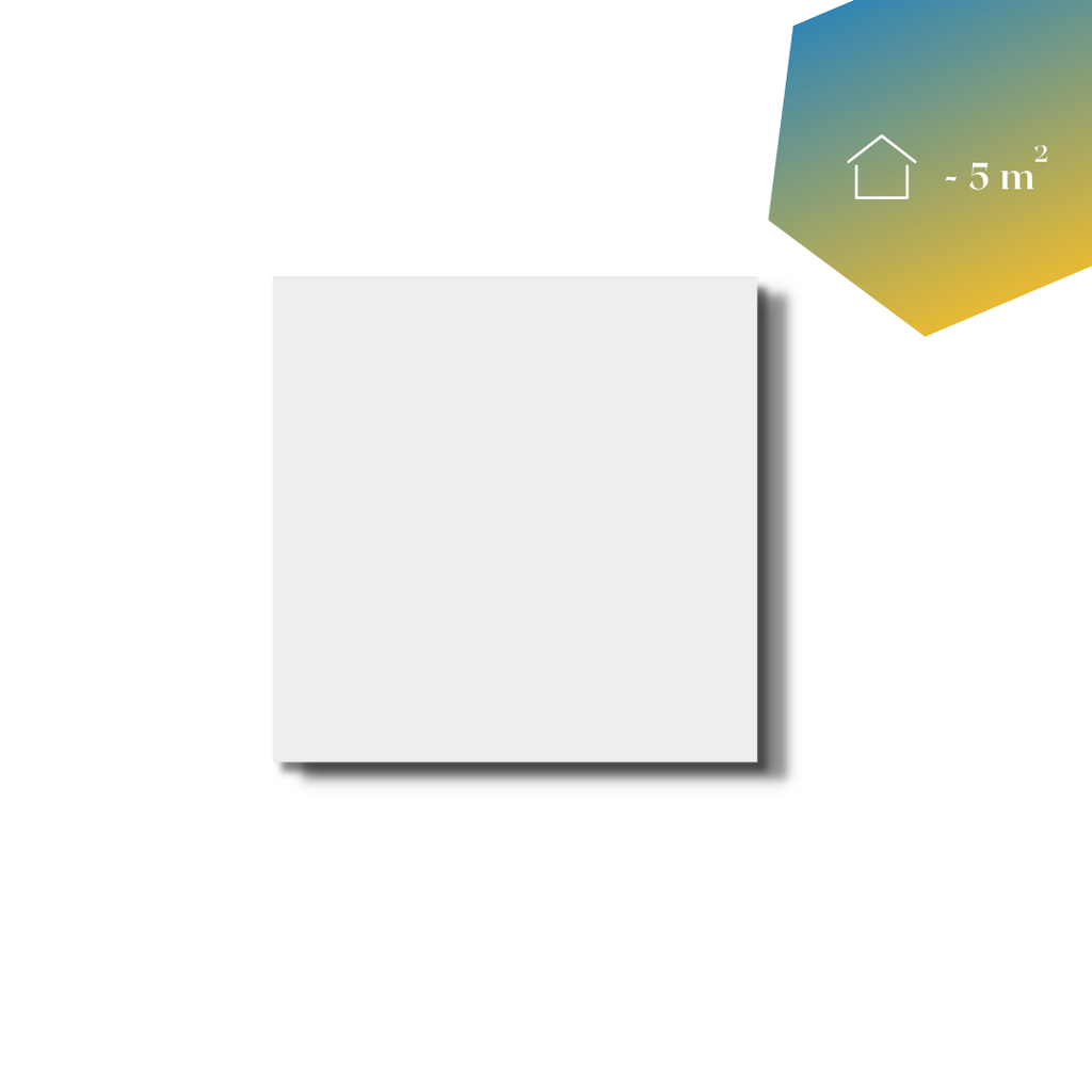 White IR panel with an indication of how many square meters it heats